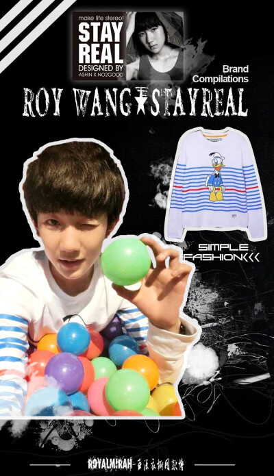 #TFBOYS# #王源# 王源同款T恤 STAYREAL 唐老鸭条纹长T