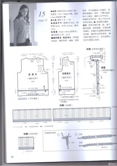 棒针开衫 编织图解