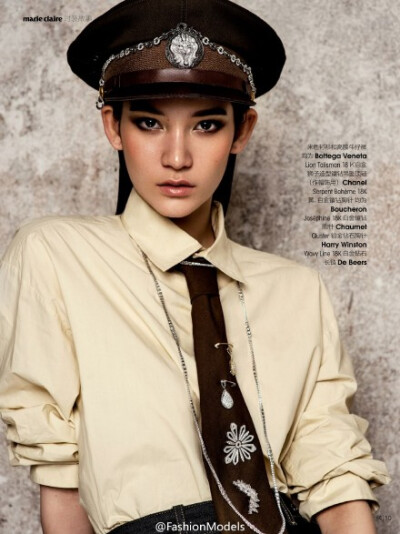 Marie Claire China May 2015 “Army Chic军装美人”：:Mona Matsuoka by 杨毅，松岗莫娜演绎《嘉人》5月刊军装风格大片。