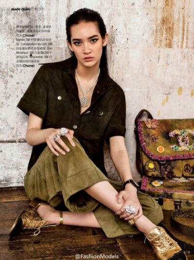 Marie Claire China May 2015 “Army Chic军装美人”：:Mona Matsuoka by 杨毅，松岗莫娜演绎《嘉人》5月刊军装风格大片。