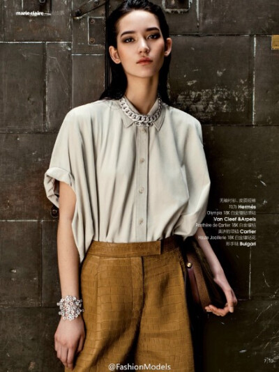 Marie Claire China May 2015 “Army Chic军装美人”：:Mona Matsuoka by 杨毅，松岗莫娜演绎《嘉人》5月刊军装风格大片。