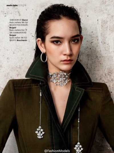 Marie Claire China May 2015 “Army Chic军装美人”：:Mona Matsuoka by 杨毅，松岗莫娜演绎《嘉人》5月刊军装风格大片。