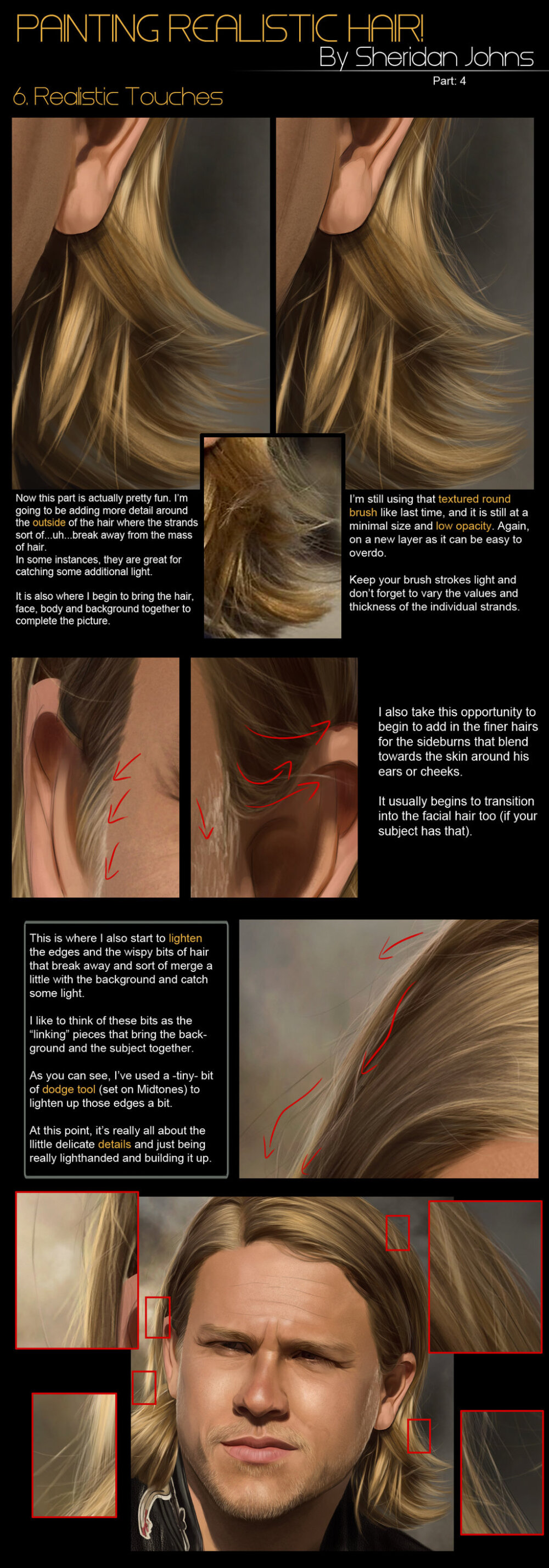 Digital Painting Techniques How To Create Realistic Hair Photoshop Portrait Animation Tutorial