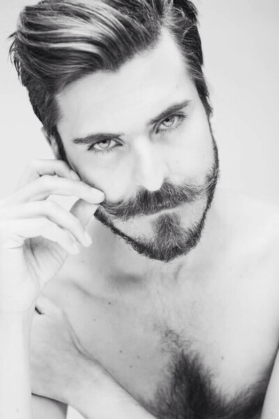 Hair + mustache and beard + bedroom eyes= dangerously sexy