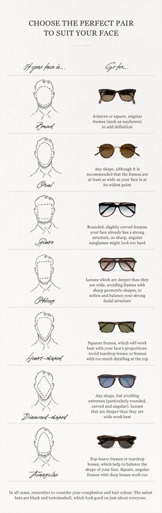 How to choose sunglasses to suit your face shape, men's fashion, men's style, men with style, men sunglasses