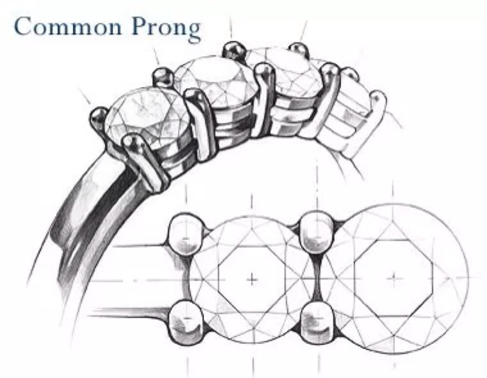 珠宝 首饰设计 钻戒上钻石的画法～