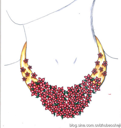 珠宝 首饰设计 很经典的一款设计 夸张项链设计～