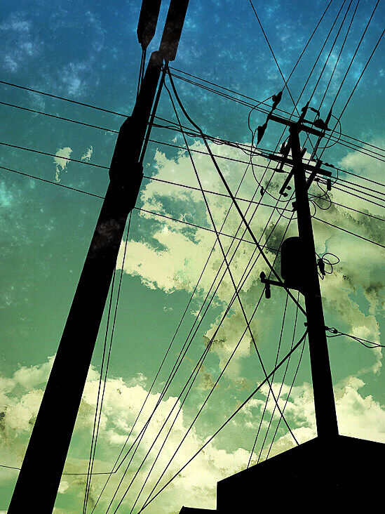 电线杆 pixiv p站 二次元 插画 唯美 壁纸 锁屏 手绘 动漫 青空 天空