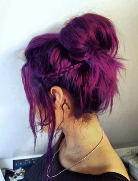 Plum hair – love it! Can’t wait for my hair to be long enough to do a top bun and have a cute hair color