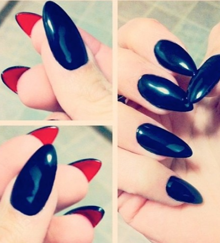 Navy and red Louboutin mani. Image via Natalie Buhrman.