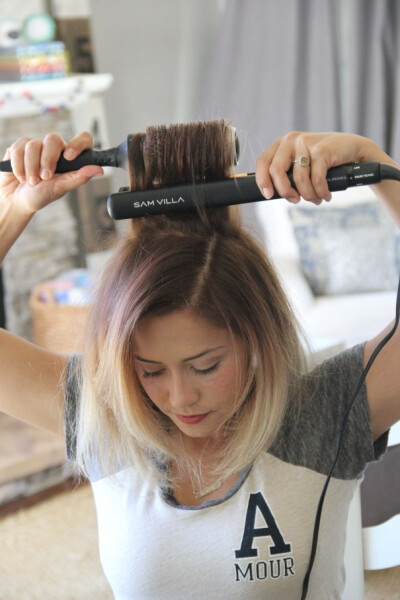 how to create volume with a flat iron and thermal brush.