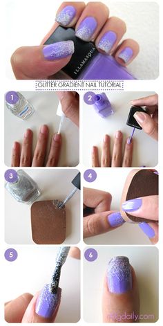 DDG How to: Purple tastic Glitter Gradient Nails glitter gradient nail tutorial #nailart #ombre http://dropdeadgorgeousdaily.com/2013/03/ddg-how-to-purple-tastic-glitter-gradient-nails/