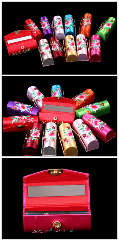 Embroidered lipstick box. Super cute and elegant. (Wholesale10pcs=$21.8)