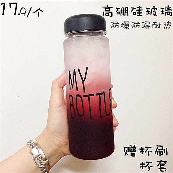 韩国my bottle创意玻璃杯带盖水瓶夏季柠檬杯便携车载水杯随手杯