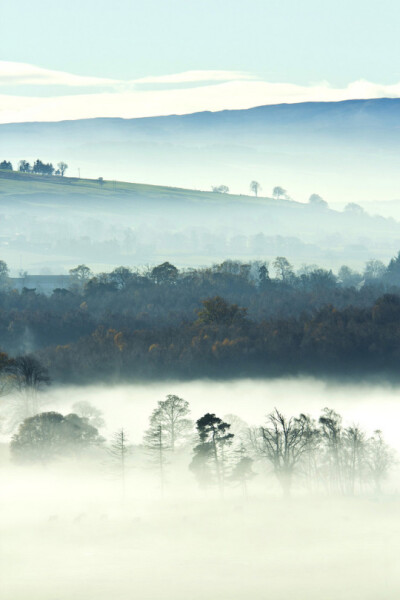 Misty hills near Loch Lomond, Scotland(by tcdigitalimages)。英国苏格兰洛蒙德湖(罗蒙湖)，是苏格兰最大的湖泊，位于苏格兰高地南部，四周被山地环绕，南部略成三角形。洛蒙德湖目前是洛蒙德湖和特罗萨克斯国家公…