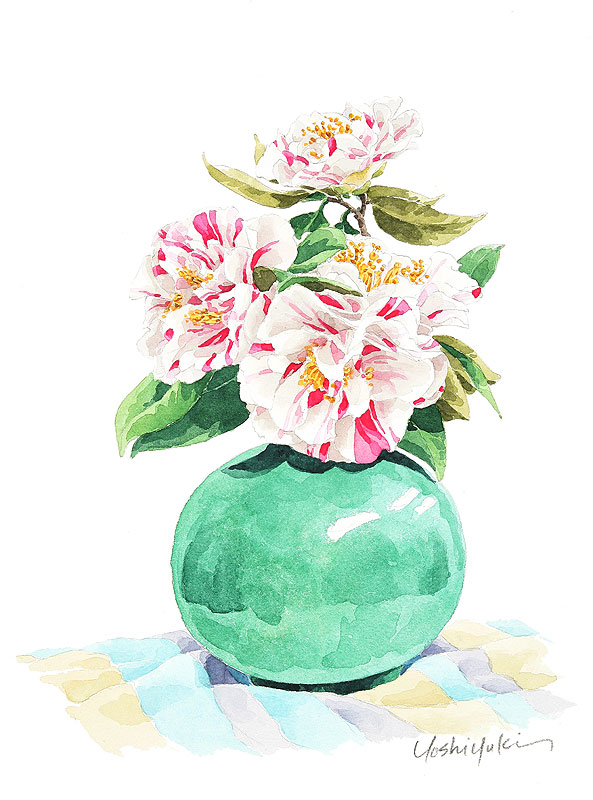 手绘 水彩 花与瓶