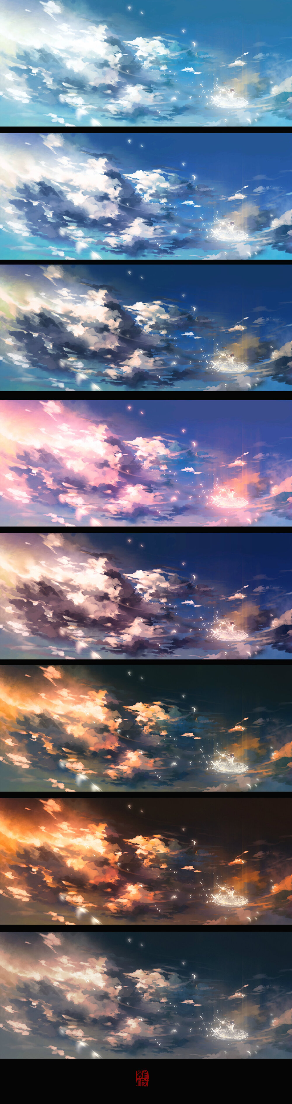 侵删插画手绘原创二次元云彩唯美桌面画画的离城