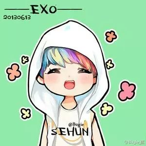 EXO 吴世勋 动漫形象 彩虹头 萌