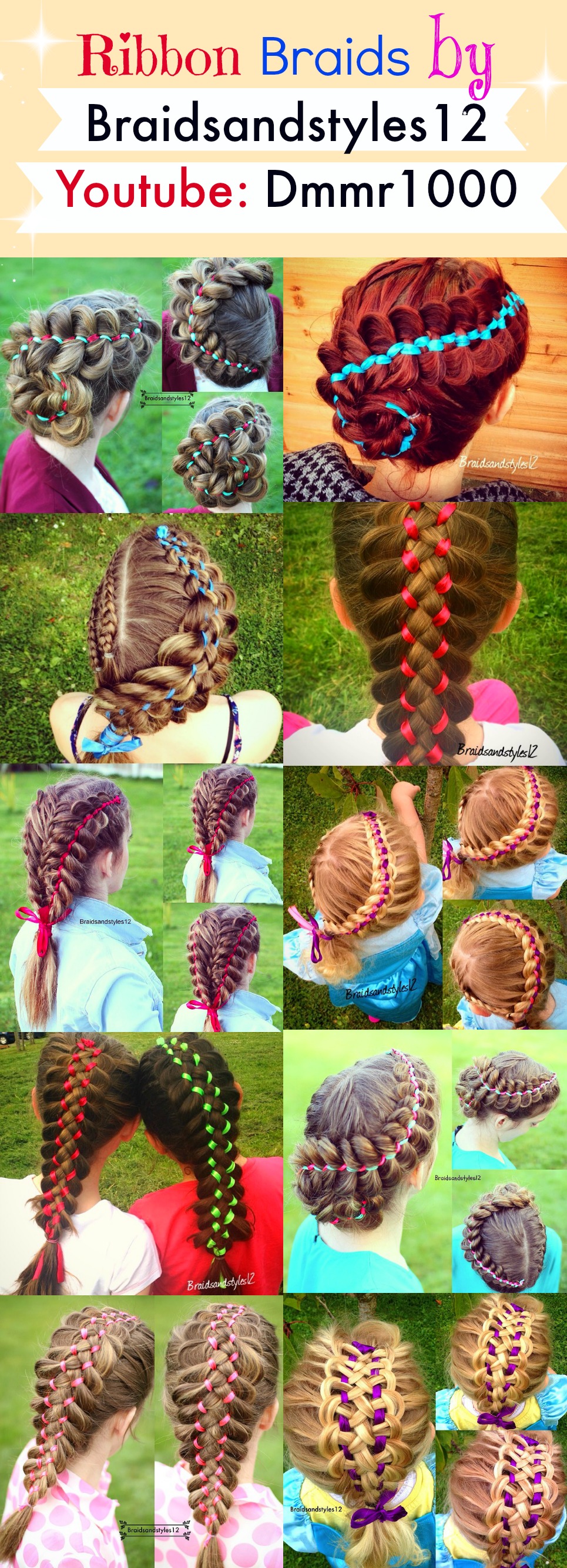 Braids with Ribbon by Braidsandstyles12 , DIY Braid Tutorials Youtube: https://www.youtube.com/channel/UC8ouEGIBm1GNFabA_eoFbOQ