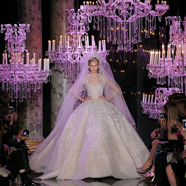 Elie Saab 婚纱拖尾 奢华大牌 wedding dress婚纱礼服 新款2015钻