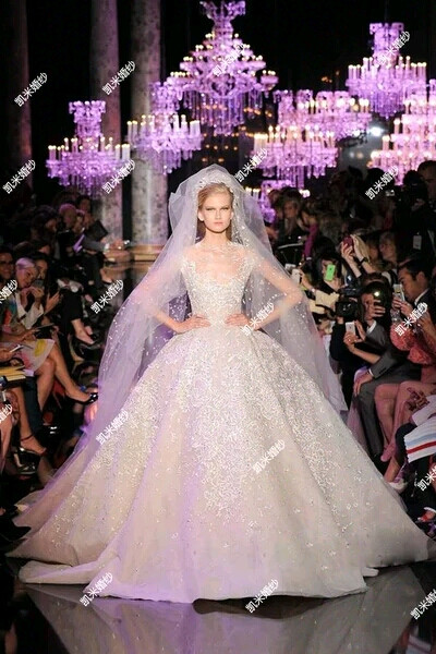 Elie Saab 婚纱拖尾 奢华大牌 wedding dress婚纱礼服 新款2015钻