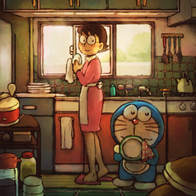 日本插画师一の庭的#哆啦A梦#插画作品，小叮当好萌！❤