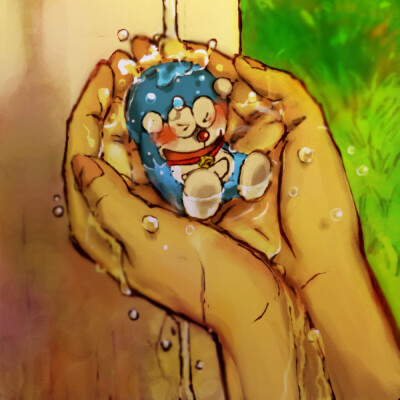 日本插画师一の庭的#哆啦A梦#插画作品，小叮当好萌！❤