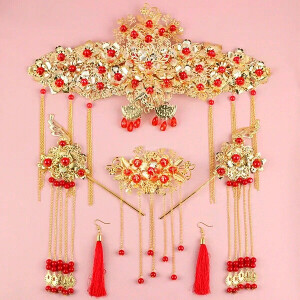 中式婚礼古装结婚新娘凤冠头饰古典新娘旗袍秀禾服龙凤褂裙褂发饰