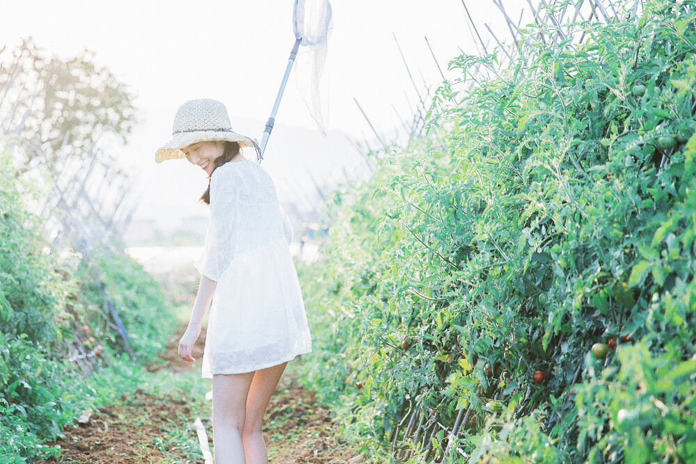 日系 番茄 少女 女生 旅行 旅拍 小白裙 搭配 清新 夏日 自然 阳光 草帽 麻花辫 夏天 深圳 文艺 森系 色彩 人像 写真 头像 封面 摄影 by 野猪力量灌入