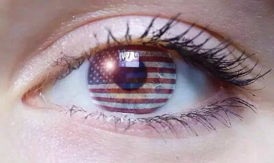 嵌入美国国旗的眼睛