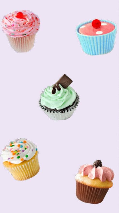 自制壁纸 软妹 平铺 食物 美食 蛋糕 点心 甜品 cupcake 薄荷绿