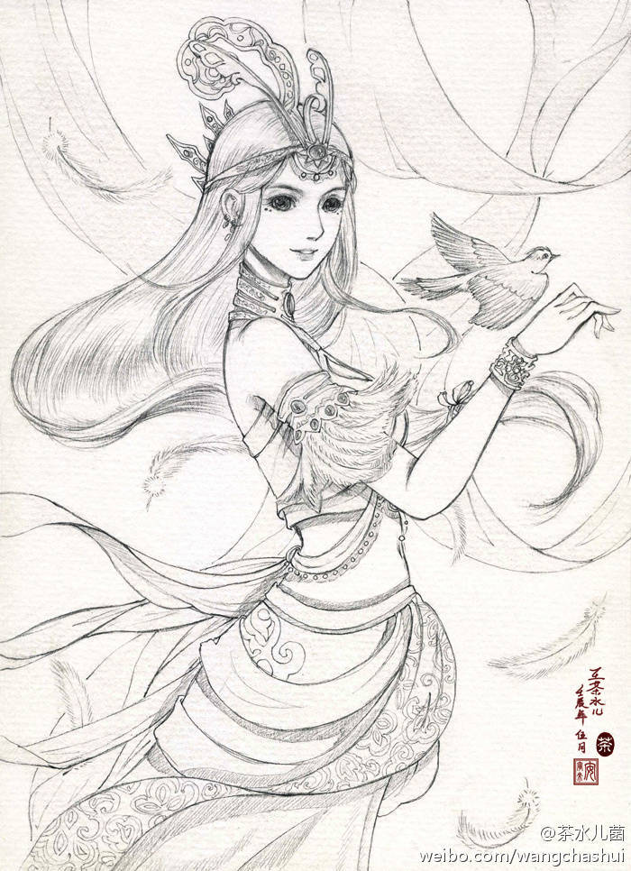 画师微博【王茶水儿】 简介:剑三仙剑轩辕剑古风控。 版权提示:插画版权属于画师个人所有，切勿商用，二改。需要版权的亲请去微博私信。