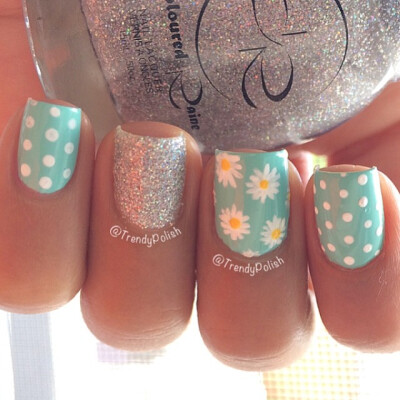 Flowers glitter and polka dots ===== Check out my Etsy store for some nail art supplies https://www.etsy.com/...