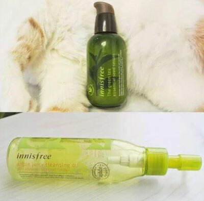 innisfree绿茶籽精粹水分菁露（三秒小绿瓶）、青苹果凝萃卸妆油 值得回购