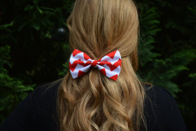 Chevron-hair bow-Red and White,chevron hair Bow, bows for hair, girls Hair bows, fabric bows, Hair Bow for teens and women Ask a Question on Etsy, $3.99