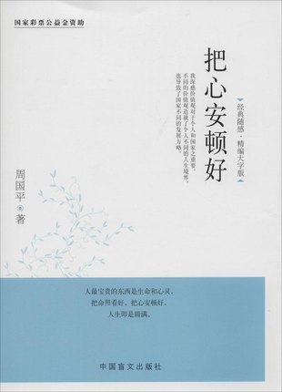 《把心安顿好》是继《人与永恒》《风中的纸屑》《碎句与短章》之后周国平的第四本随感集，所收文字创作于2006至2010年间，思考的中心是价值观问题。作者认为，价值观对于个人和国家之重要，不同的价值观造就了个人不同的人生境界，也导致了国家不同的发展方略。作者的价值观是：人最宝贵的东西是生命和心灵，把命照看好，把心安顿好，人生即是圆满。