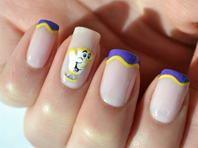 Bonjour, Chip, from Beauty and the Beast. | 16 Examples Of Disney Nail Art That Will Render You Speechless