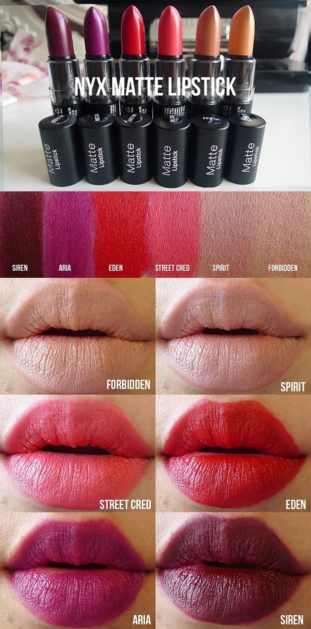 NYX Matte Lipsticks have a creamy application and — unlike most mattes — won’t dry out your lips.