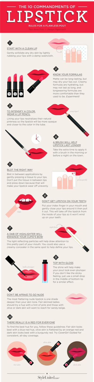 10 Commandments of Lipstick -- I've really wanted to get into lipstick lately, but I HATE how messy and imperfect it can get. This will help.