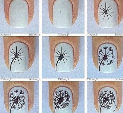 Nail art DIY - hand drawn, hand painted, nail art tutorial, step by step, floral.