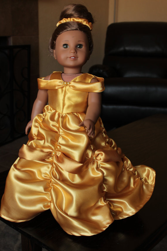 American Girl Doll Golden Gown Inspired by Belle by CaitsBoutique, $23.00