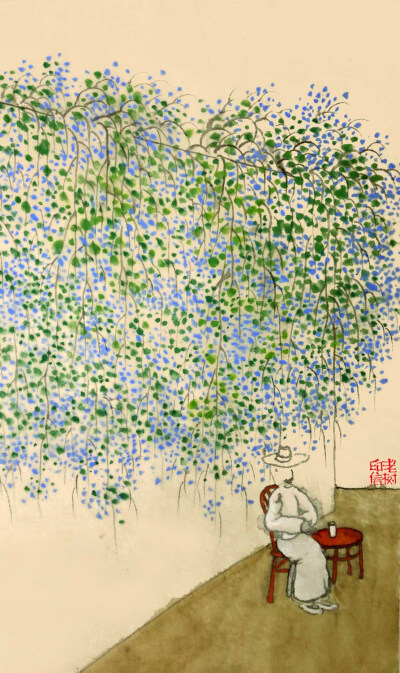 「 老树画画 」. 春天里的花，夏日里的花，秋风里的花，开不过心中的花。