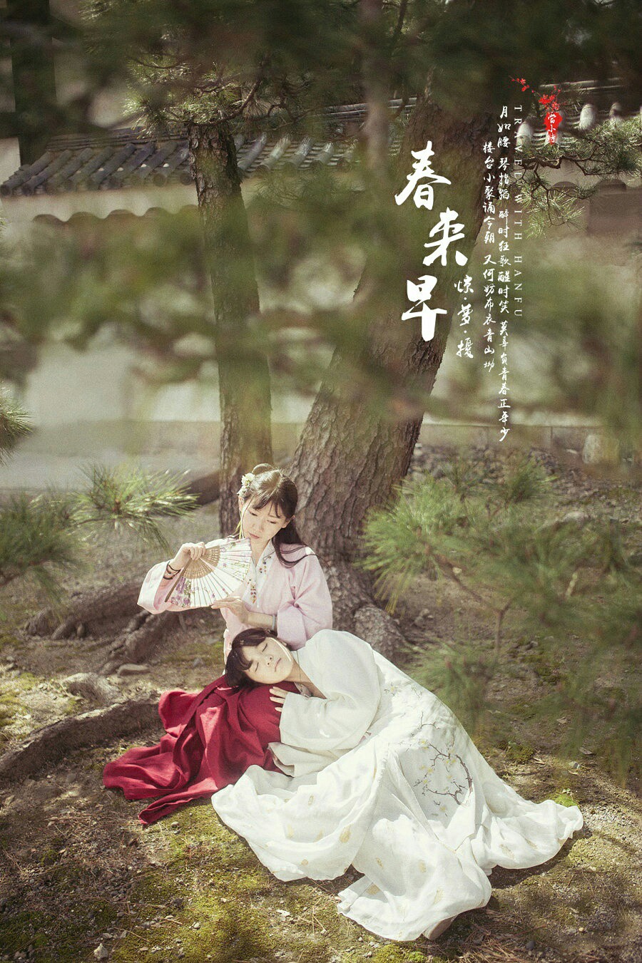 ｛汉服，古韵，树，双佳人｝《落花》年代:宋 作者: 朱淑真 连理枝头花正开，妒花风雨便相催。愿教青帝常为主，莫遣纷纷点翠苔。