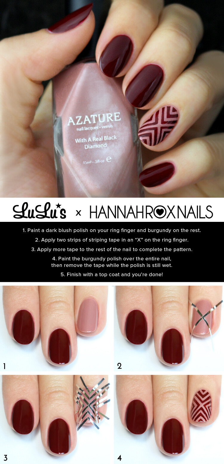 { Burgundy and Dark Blush Nail Tutorial }