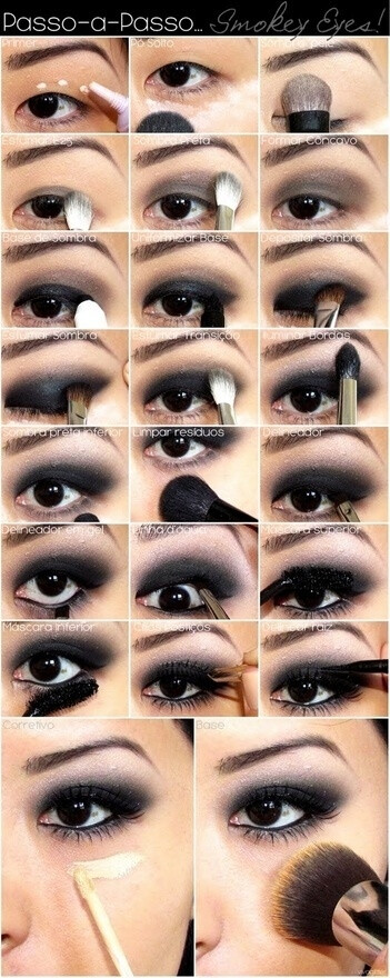 Classic Smoky Eye With Eyeliner Crease - very pretty but my eyes aren't this shape and I don't want it to crease?!