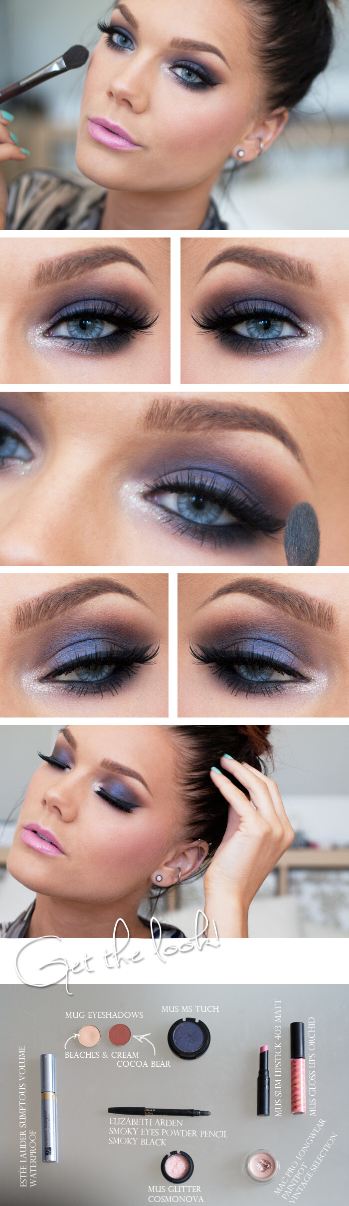 Today's Look : &amp;quot;Cut out my eyes and leave me Blind&amp;quot; -Linda Hallberg ( a perfect colorful smokey eye. This is a gorgeous deep violet bordering on blue, smoked out to perfection with a hint of glitter in inner eye and a bright pink lip) 07/21/13