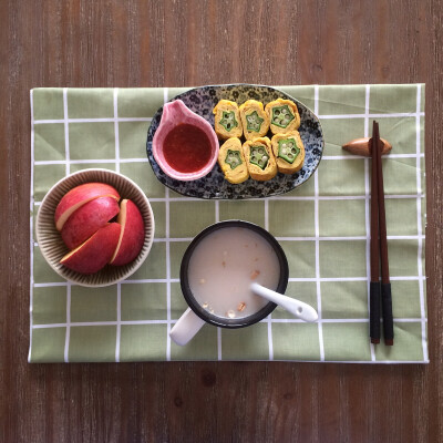 15.8.7早餐记录：腰果核桃燕麦，秋葵厚蛋烧，苹果