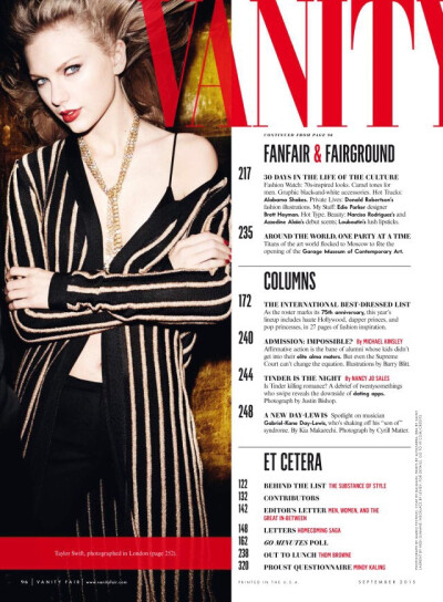 #TaylorSwift#【杂志】《Vanity Fair》九月刊高清内页扫描图