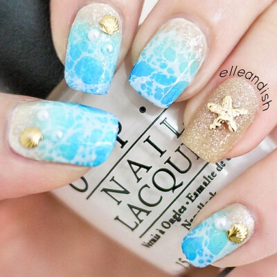 Tropical Nail Art: Sunsets, Sea Turtles And Sandy Beaches (PHOTOS) #Nails Kinda cute