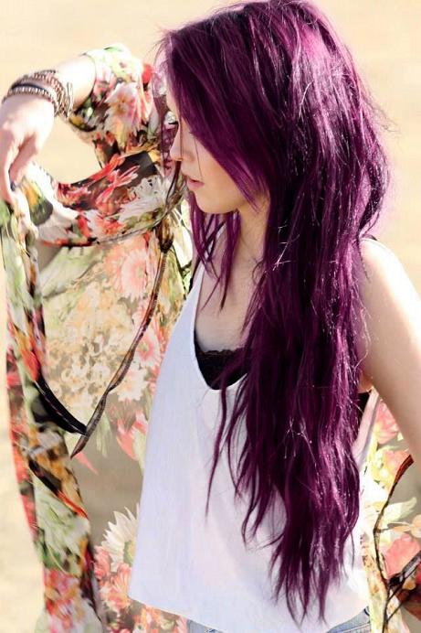 length &amp;amp; color- all natural, no chemical ways to dye hair purple...gorgeous